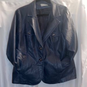 Faux leather Navy Blue blazer size 16